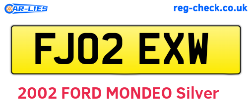 FJ02EXW are the vehicle registration plates.
