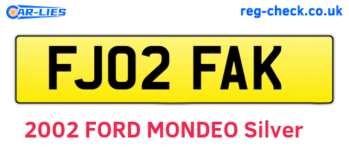 FJ02FAK are the vehicle registration plates.