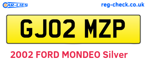 GJ02MZP are the vehicle registration plates.
