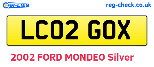 LC02GOX are the vehicle registration plates.