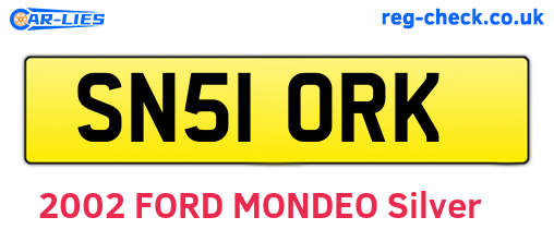 SN51ORK are the vehicle registration plates.
