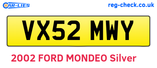 VX52MWY are the vehicle registration plates.