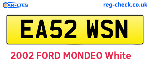EA52WSN are the vehicle registration plates.
