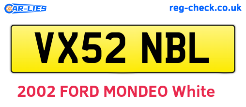 VX52NBL are the vehicle registration plates.