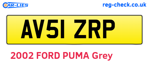 AV51ZRP are the vehicle registration plates.