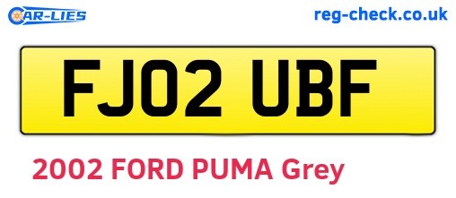FJ02UBF are the vehicle registration plates.