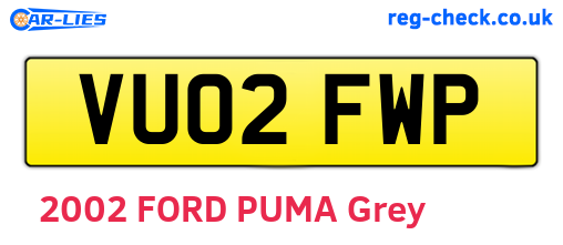 VU02FWP are the vehicle registration plates.