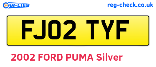 FJ02TYF are the vehicle registration plates.