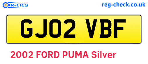 GJ02VBF are the vehicle registration plates.