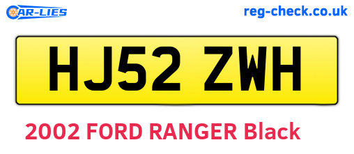 HJ52ZWH are the vehicle registration plates.