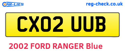 CX02UUB are the vehicle registration plates.