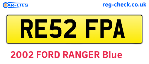 RE52FPA are the vehicle registration plates.