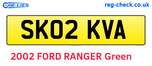 SK02KVA are the vehicle registration plates.