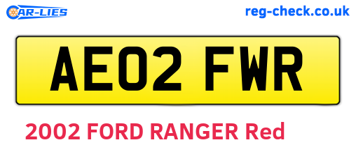 AE02FWR are the vehicle registration plates.