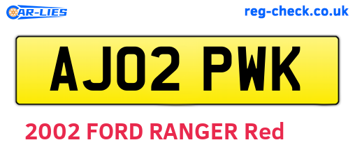 AJ02PWK are the vehicle registration plates.