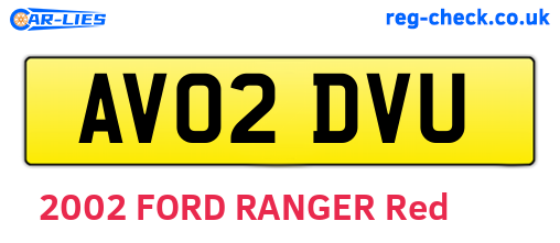 AV02DVU are the vehicle registration plates.