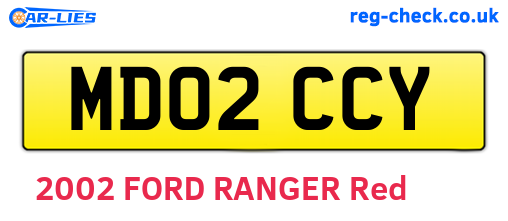 MD02CCY are the vehicle registration plates.