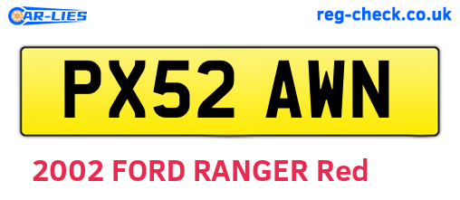 PX52AWN are the vehicle registration plates.