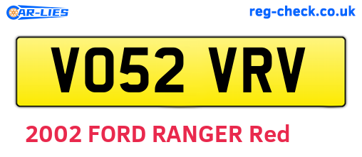 VO52VRV are the vehicle registration plates.