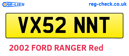 VX52NNT are the vehicle registration plates.