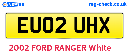 EU02UHX are the vehicle registration plates.