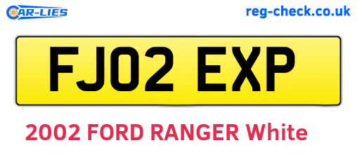 FJ02EXP are the vehicle registration plates.