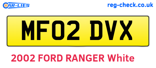MF02DVX are the vehicle registration plates.