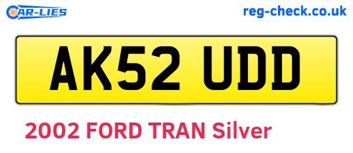 AK52UDD are the vehicle registration plates.