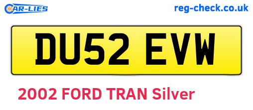 DU52EVW are the vehicle registration plates.