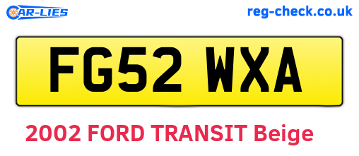 FG52WXA are the vehicle registration plates.