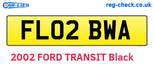 FL02BWA are the vehicle registration plates.