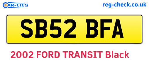 SB52BFA are the vehicle registration plates.