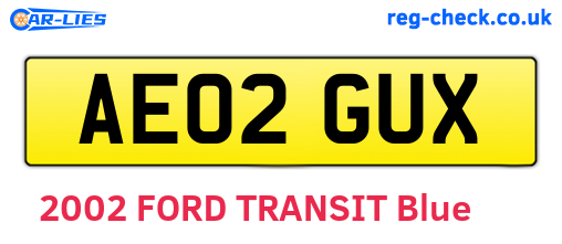 AE02GUX are the vehicle registration plates.