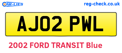 AJ02PWL are the vehicle registration plates.