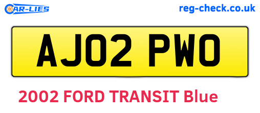 AJ02PWO are the vehicle registration plates.