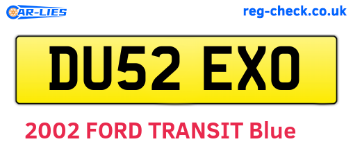 DU52EXO are the vehicle registration plates.