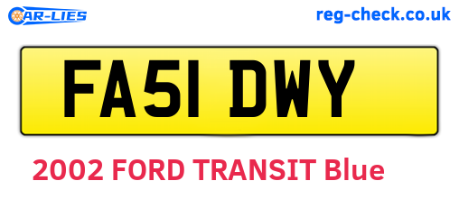 FA51DWY are the vehicle registration plates.