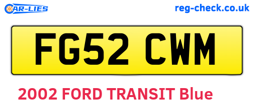 FG52CWM are the vehicle registration plates.