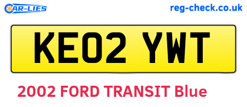 KE02YWT are the vehicle registration plates.