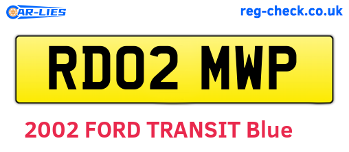 RD02MWP are the vehicle registration plates.
