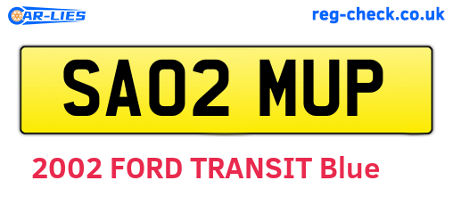 SA02MUP are the vehicle registration plates.