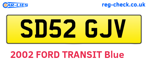 SD52GJV are the vehicle registration plates.