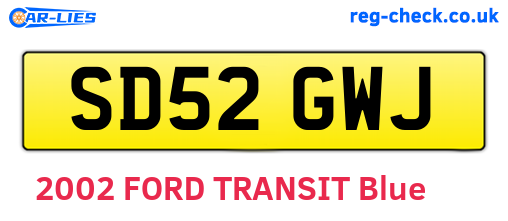 SD52GWJ are the vehicle registration plates.
