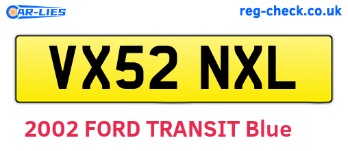 VX52NXL are the vehicle registration plates.