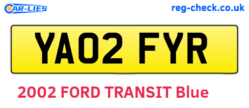 YA02FYR are the vehicle registration plates.