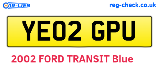 YE02GPU are the vehicle registration plates.