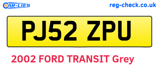 PJ52ZPU are the vehicle registration plates.