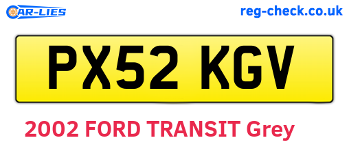 PX52KGV are the vehicle registration plates.