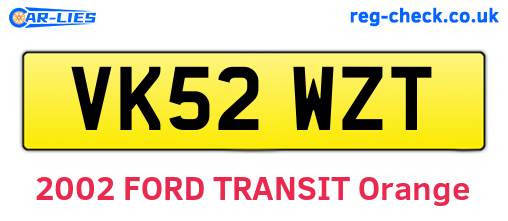 VK52WZT are the vehicle registration plates.
