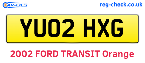 YU02HXG are the vehicle registration plates.